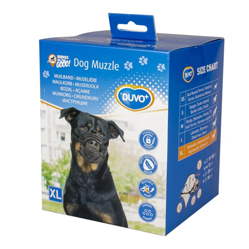 🐾 DUVO Bozal de Goma Ajustable para Perros | Ergonómico y Seguro