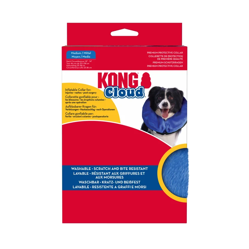 KONG Cloud collar isabelino hinchable de color azul para perros y gatos