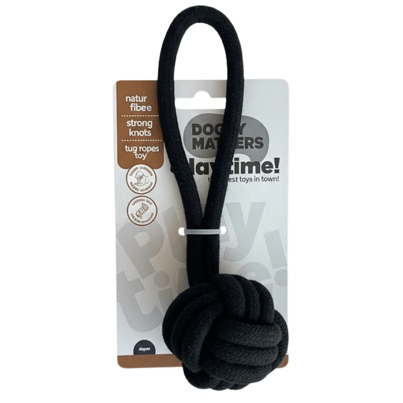 DoggyMasters Bola Tirador de Cuerda Negro