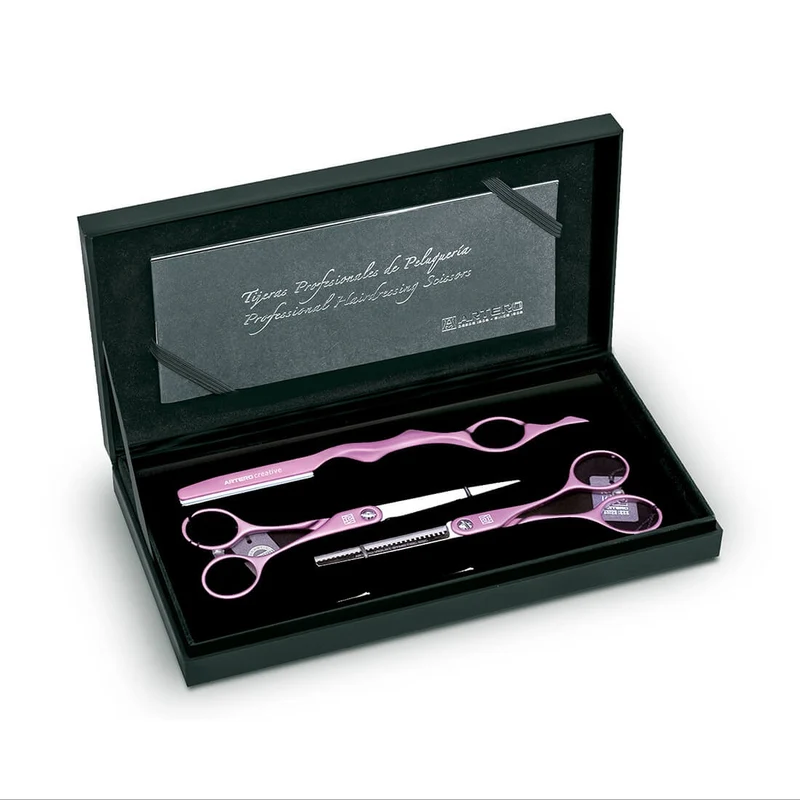 ✂️ Set Tijeras de Peluquería Profesional Artero Symetric Pink 3 Piezas – 5,5" | Estilo, Precisión y Elegancia