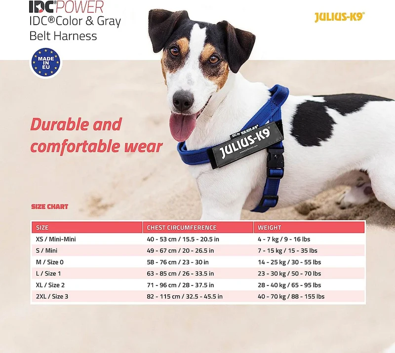 JULIUS K9 IDC Arnés Cinta Grey y Rosa para perros