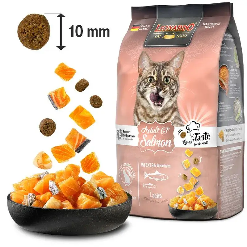 🐟 LEONARDO Adult GF Salmón | Pienso Grain Free para Gatos Adultos a Partir de 1 Año – Ideal para Gatos con Sensibilidad a los Cereales