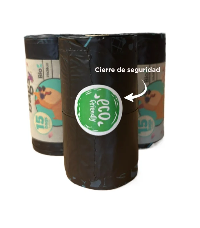 PooBags Negras BIO con Asa y Aroma Cereza 1 Rollo de 15 bolsas