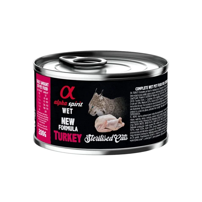 Alpha Spirit Cat Lata de Pavo para Gatos Esterilizados