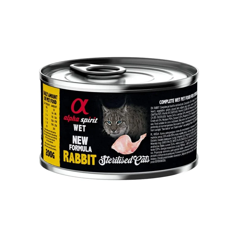 Alpha Spirit Cat Lata de Conejo para Gatos Esterilizados