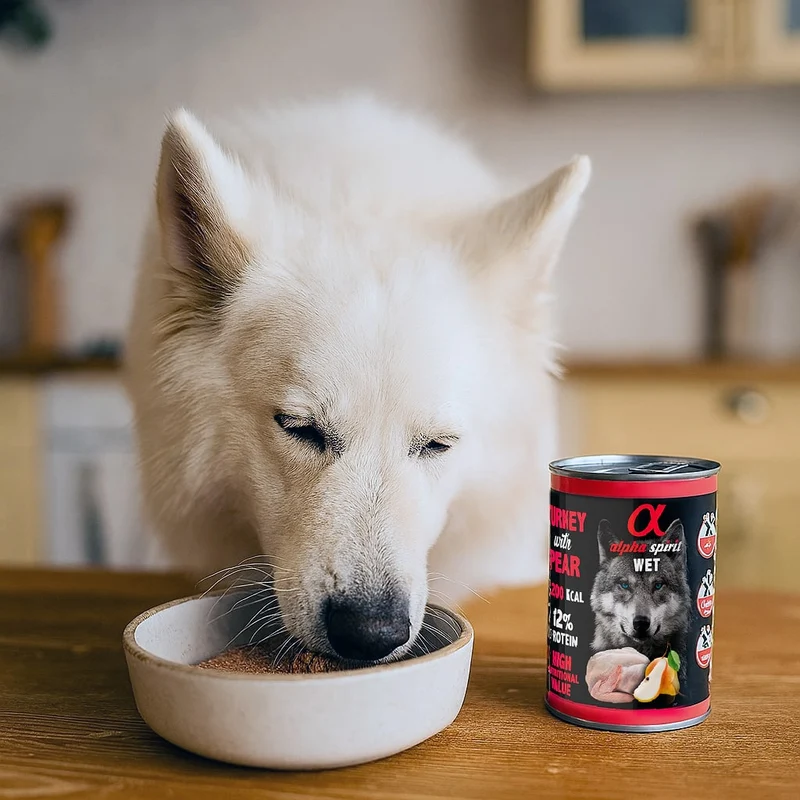 Alpha Spirit Dog Lata Pavo con Pera