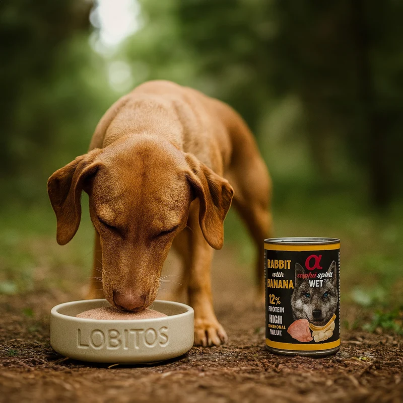 Alpha Spirit Dog Lata Conejo con Plátano 400g