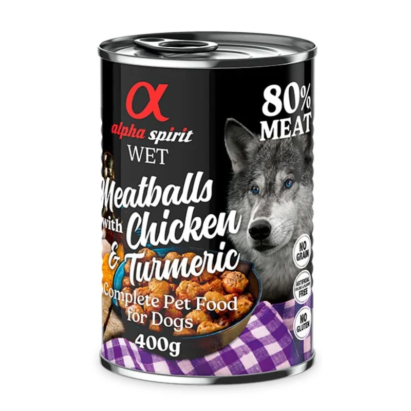 Alpha Spirit Dog Lata Albóndigas de Pollo y Cúrcuma