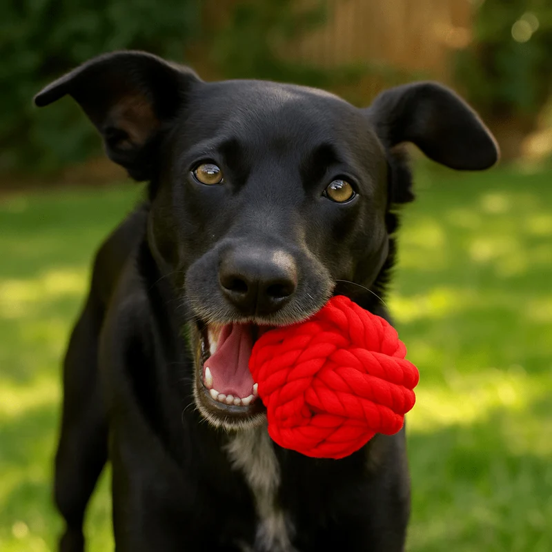 DoggyMasters Colorful Pelota Cuerda Roja
