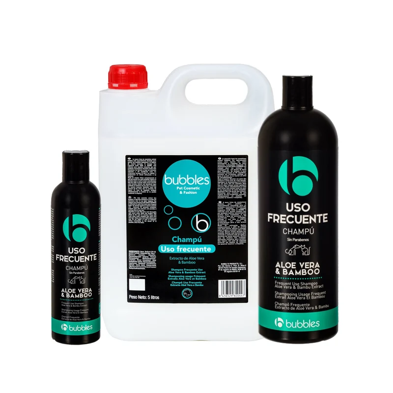 BUBBLES Champú Uso Frecuente Aloe & Bambú para Perros | Cuidado Natural y Refrescante