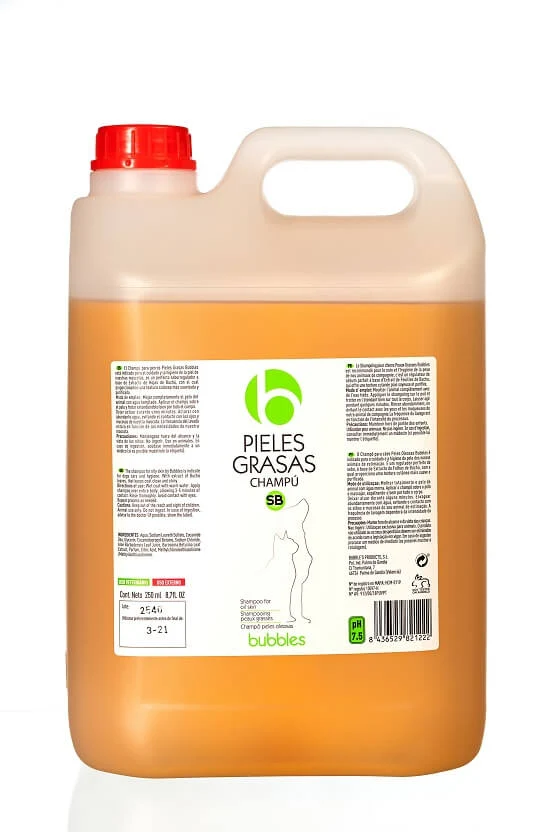 Champú BUBBLES para Pieles Grasas en Perros | Control de grasa y limpieza profunda