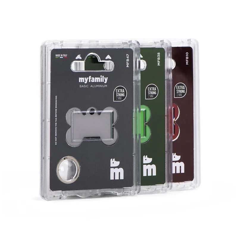 Placa Identificativa MyFamily Basic Hueso Aluminio verde