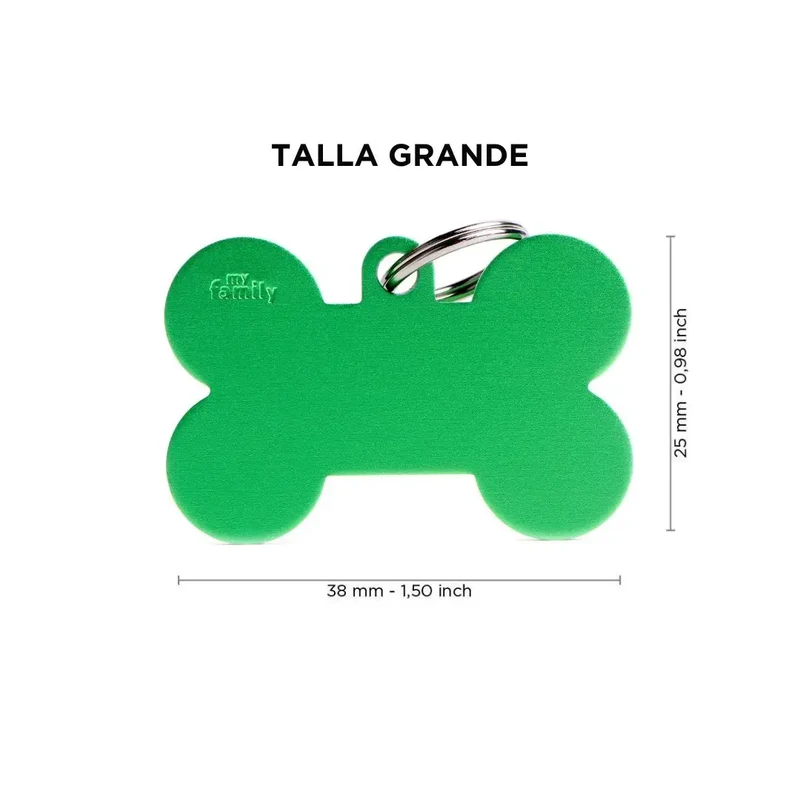 Placa Identificativa MyFamily Basic Hueso Aluminio verde
