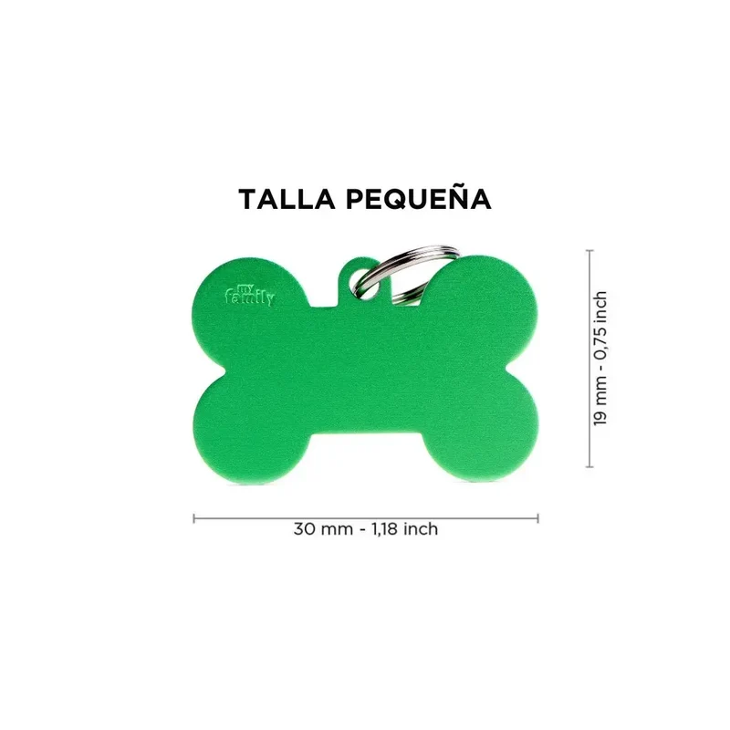 Placa Identificativa MyFamily Basic Hueso Aluminio verde