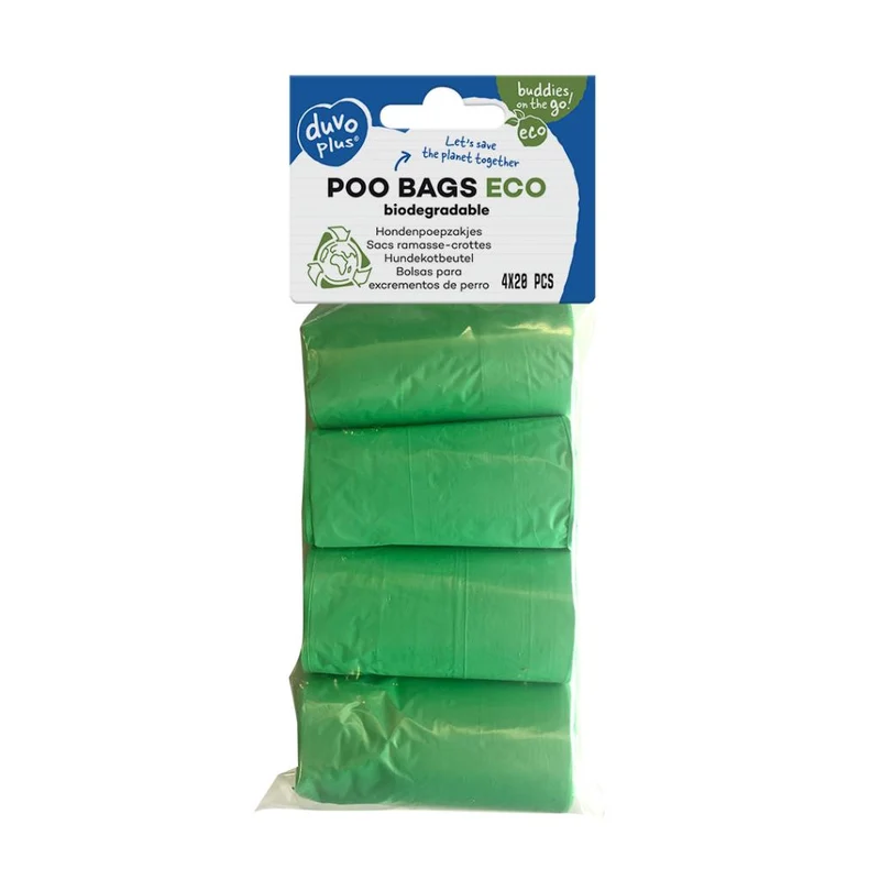 ♻️ DUVO Bolsas Biodegradables para Excrementos de Mascotas – 4x20 uds