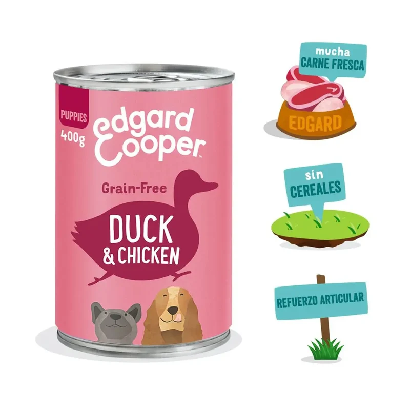 Edgard & Cooper Dog Puppy lata Pato y Pollo 400g