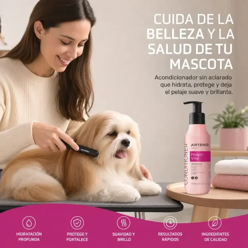 Artero Acondicionador Protein Vital 100 ml | 650 ml – Desenreda, Hidrata y Da Brillo al Pelo de Perros y Gatos