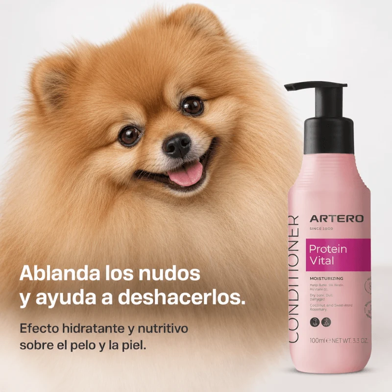 Artero Acondicionador Protein Vital 100 ml | 650 ml – Desenreda, Hidrata y Da Brillo al Pelo de Perros y Gatos