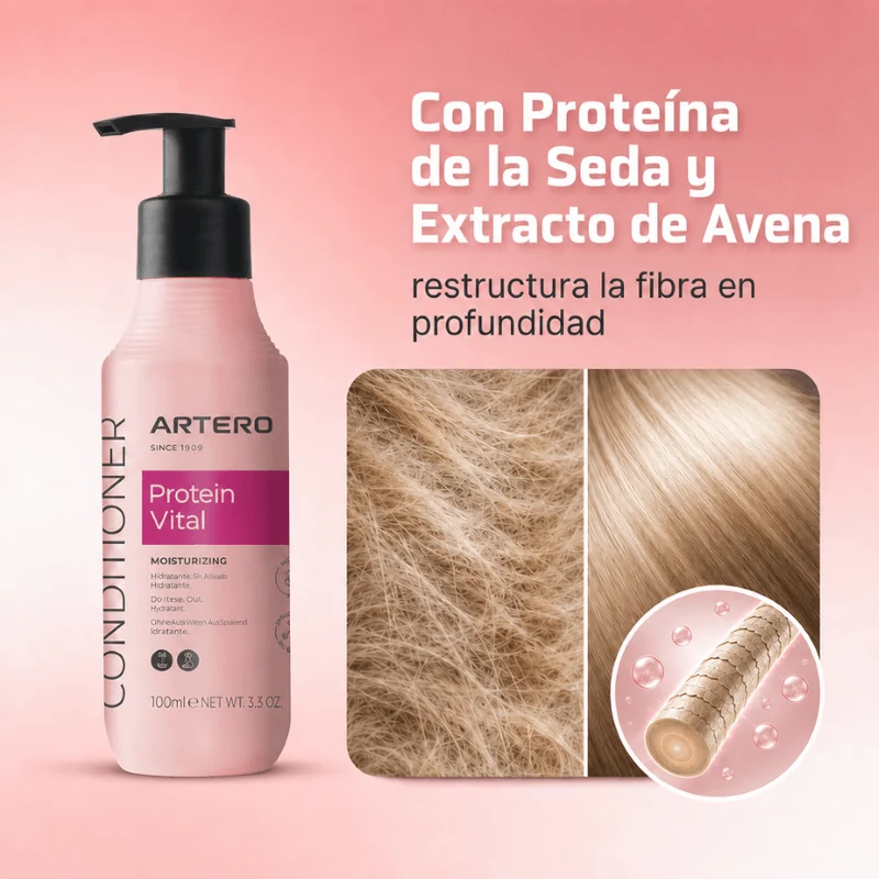 Artero Acondicionador Protein Vital 100 ml | 650 ml – Desenreda, Hidrata y Da Brillo al Pelo de Perros y Gatos