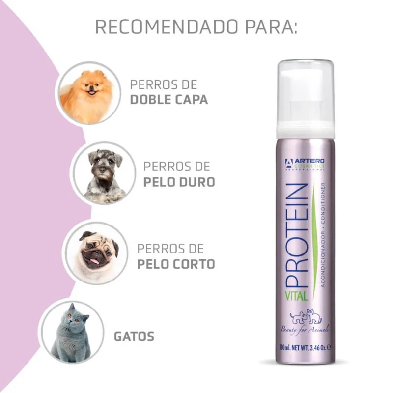 Artero Acondicionador Protein Vital 100 ml | 650 ml – Desenreda, Hidrata y Da Brillo al Pelo de Perros y Gatos