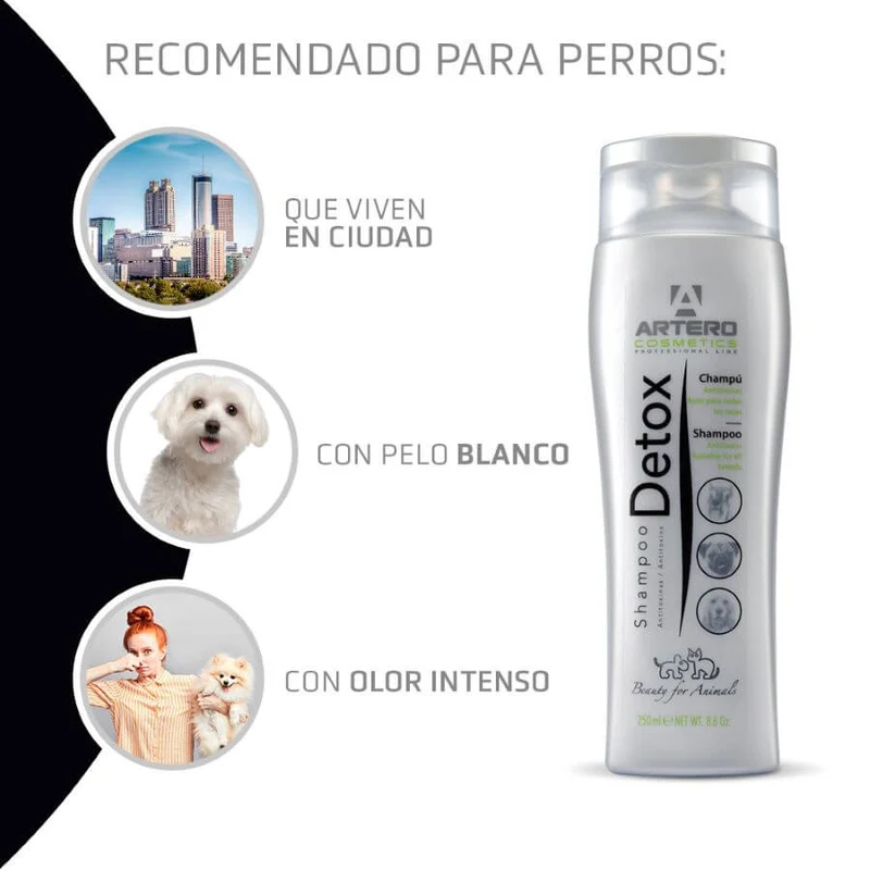 🧼 Artero Champú Detox con Carbón Activo 250 ml | Reparador, Desintoxicante y Anti Polución para Perros y Gatos