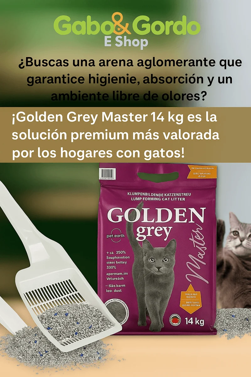 🐱 Golden Grey Master – Arena Aglomerante Premium para Gatos con Sílice y Aroma a Talco