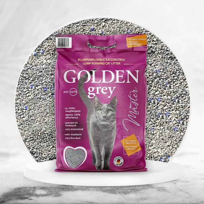 🐱 Golden Grey Master – Arena Aglomerante Premium para Gatos con Sílice y Aroma a Talco