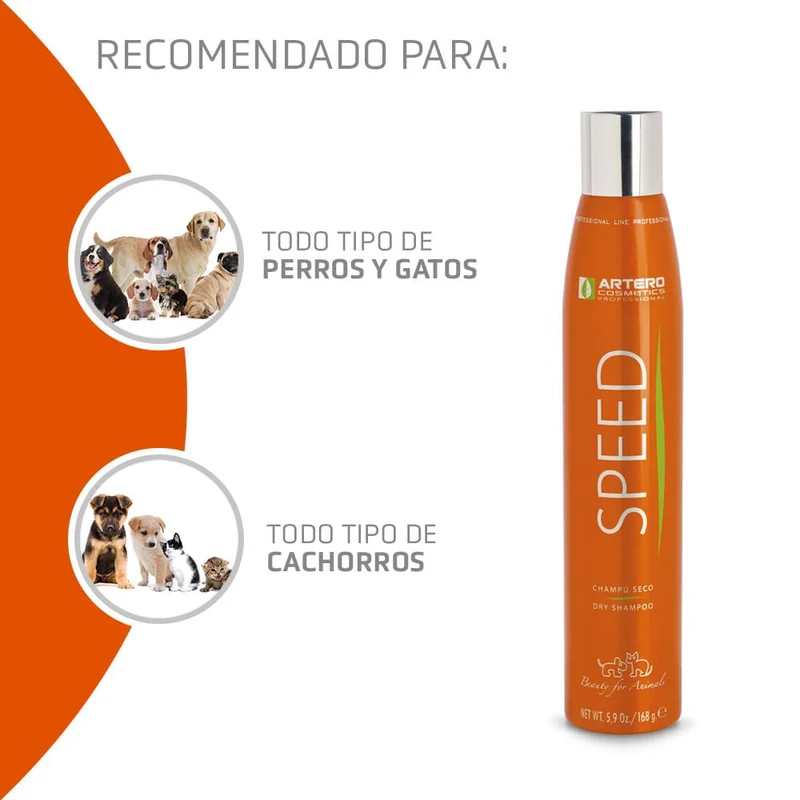 🐶✨ Artero Champú Seco Speed 300 ml en Spray | Limpieza rápida sin agua para perros y gatos