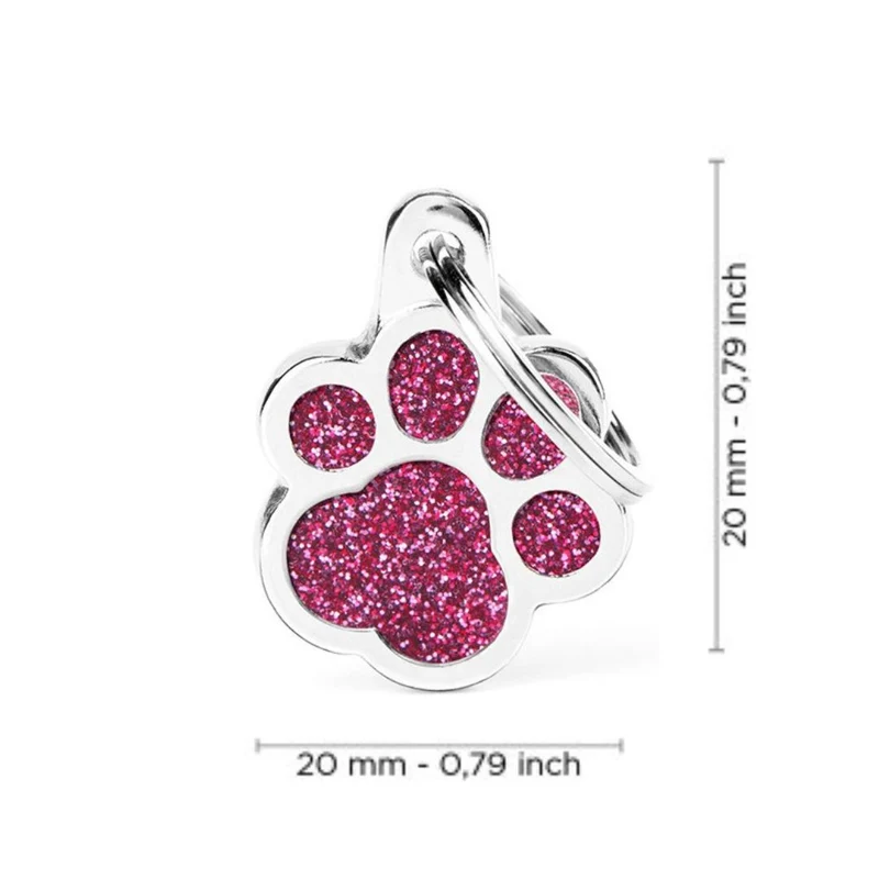 Placa Identificativa MyFamily Shine "Pata Rosa con Purpurina"