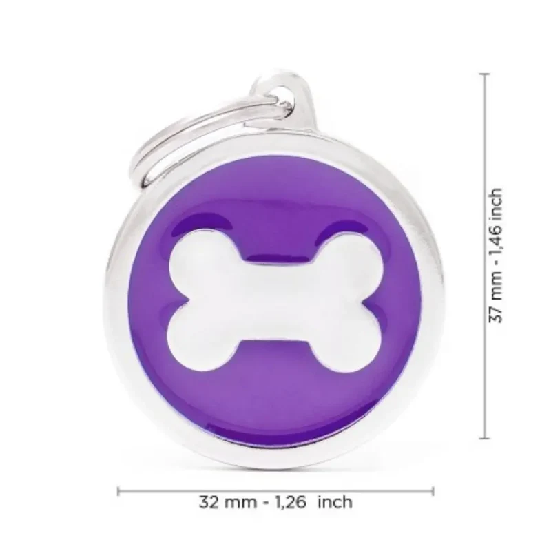 Placa Identificativa MyFamily Classic Círculo Grande Morado Hueso