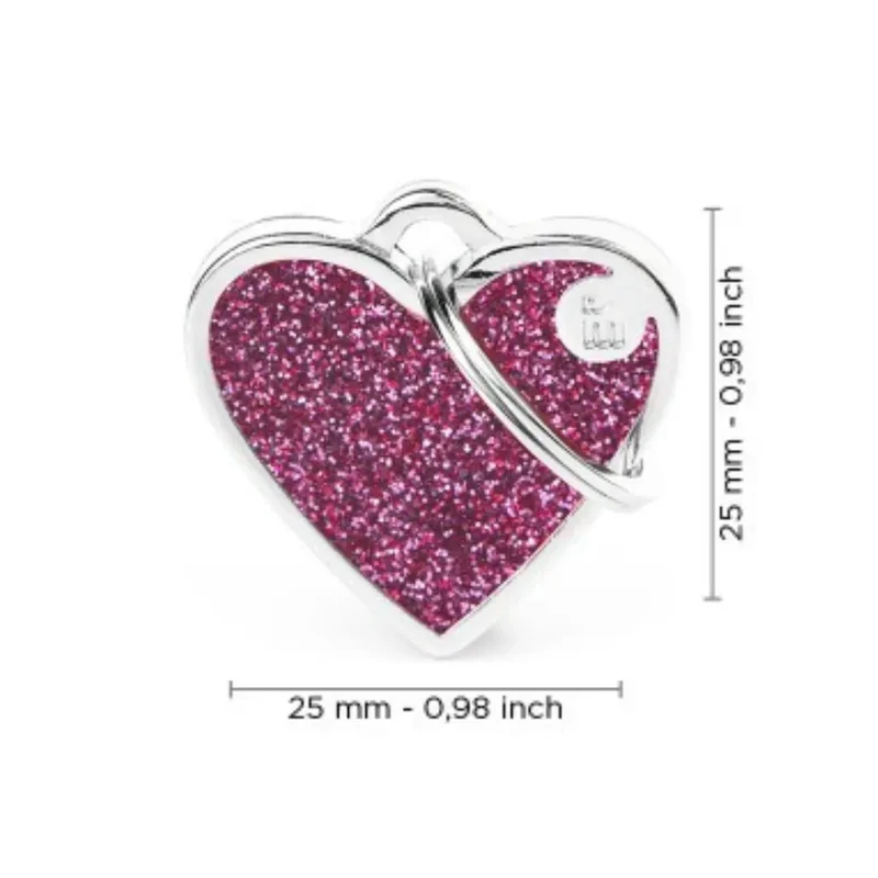 Placa Identificativa MyFamily Shine "Corazón Rosa con Purpurina"