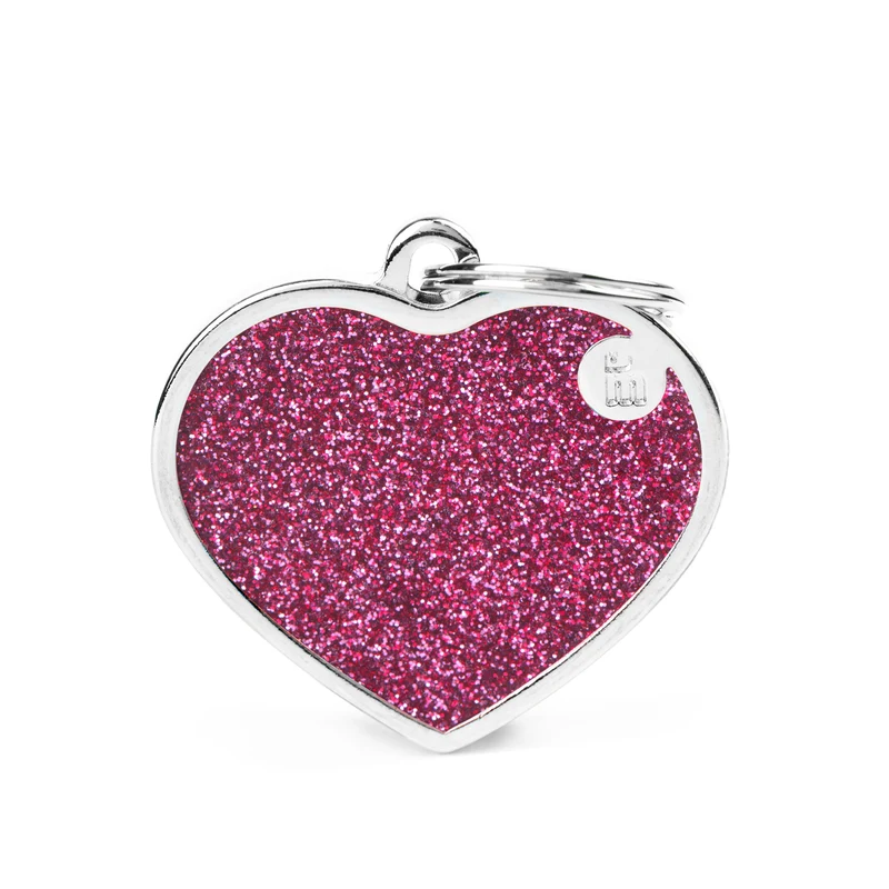 Placa Identificativa MyFamily Shine "Corazón Rosa con Purpurina"