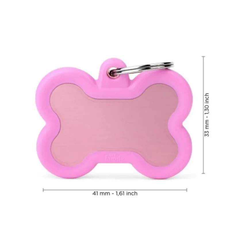 Placa Identificativa MyFamily Hushtag Hueso en Aluminio Rosa Goma Rosa