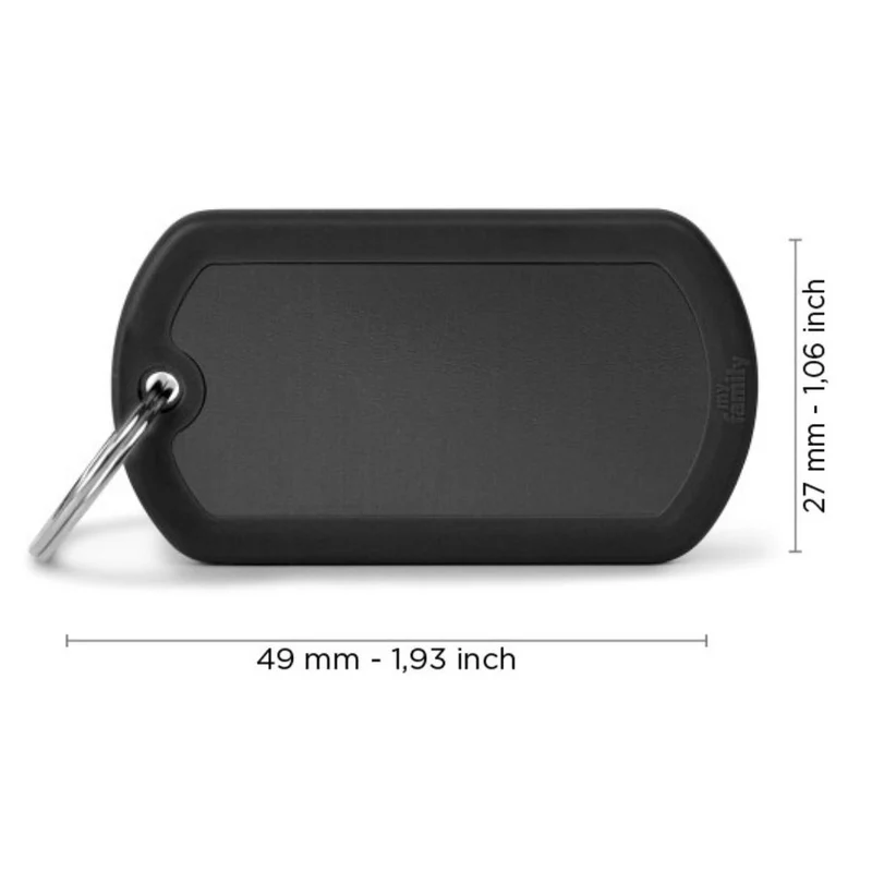 Placa identificativa MyFamily Hushtag Military Grande Negro Goma Negra