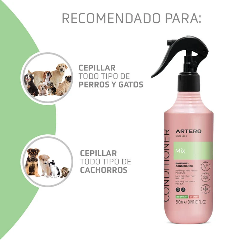 🐶 Artero Acondicionador Mix Spray Sin Aclarado 300 ml | Desenredante y Brillo Profesional para Perros y Gatos
