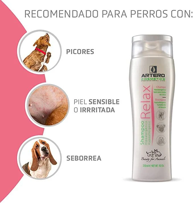 🧴 Artero Champú Relax 250 ml – Cuidado Hipoalergénico para Perros y Gatos con Piel Sensible