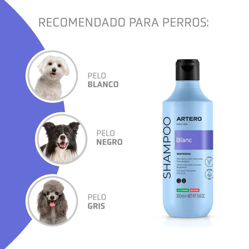 Artero Champú Blanc 300 ml | Pelo blanco, negro y gris más brillante