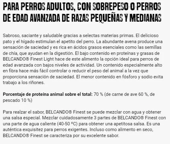 🐶 BELCANDO Finest Light | Pienso Light para Perros con Sobrepeso o Senior