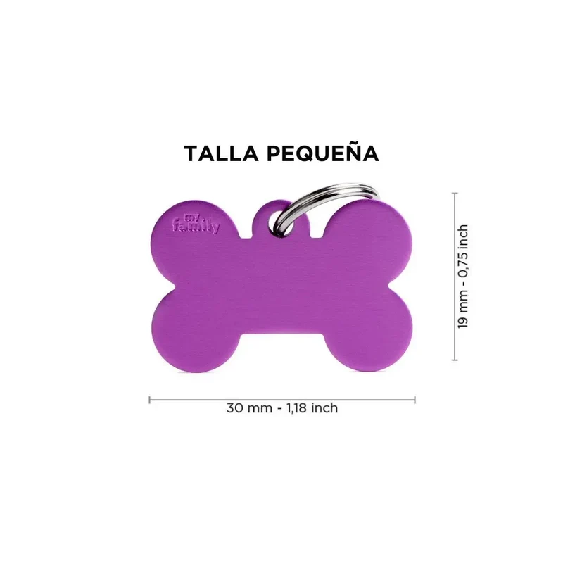 Placa Identificativa MyFamily Basic Hueso Aluminio morado