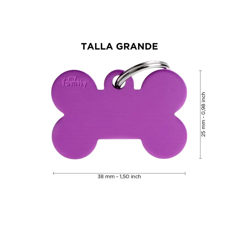 Placa Identificativa MyFamily Basic Hueso Aluminio morado