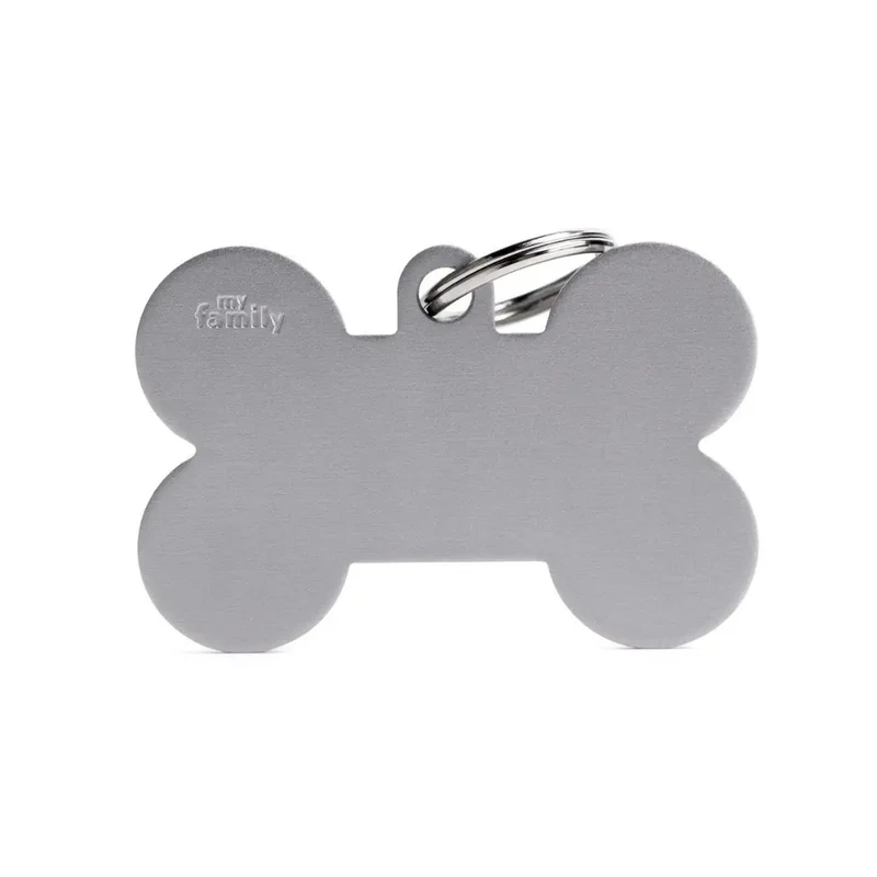 Placa Identificativa MyFamily Basic Hueso Aluminio gris