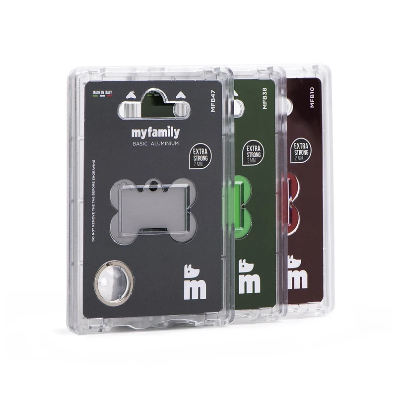 Placa Identificativa MyFamily Basic Hueso Aluminio gris