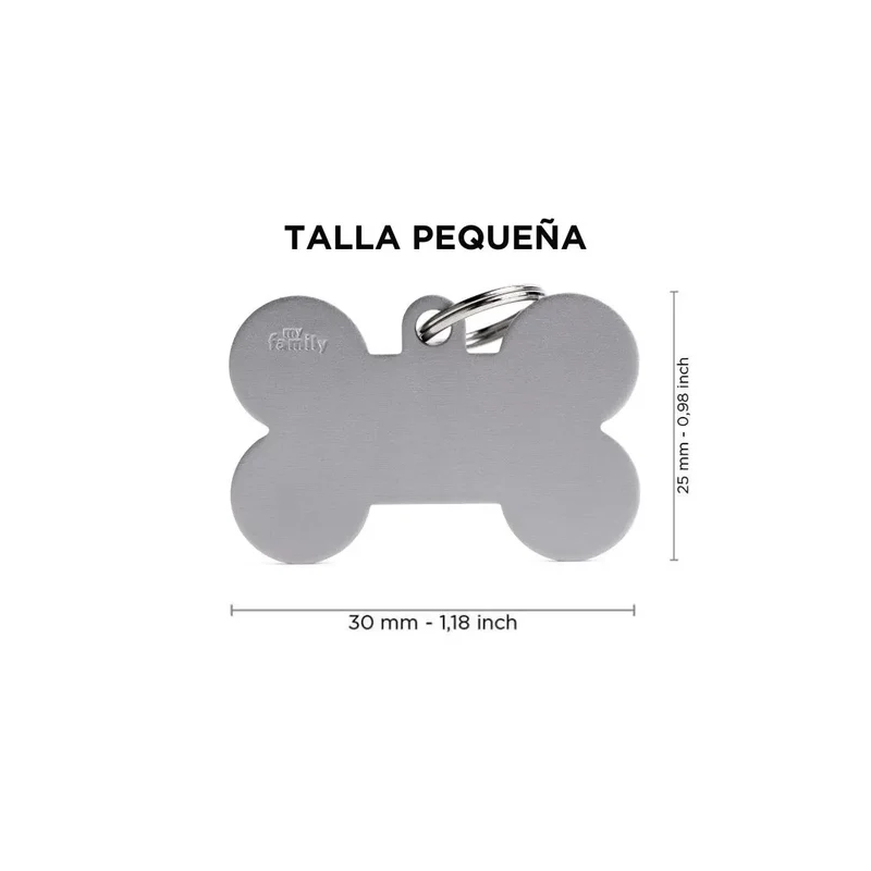 Placa Identificativa MyFamily Basic Hueso Aluminio gris