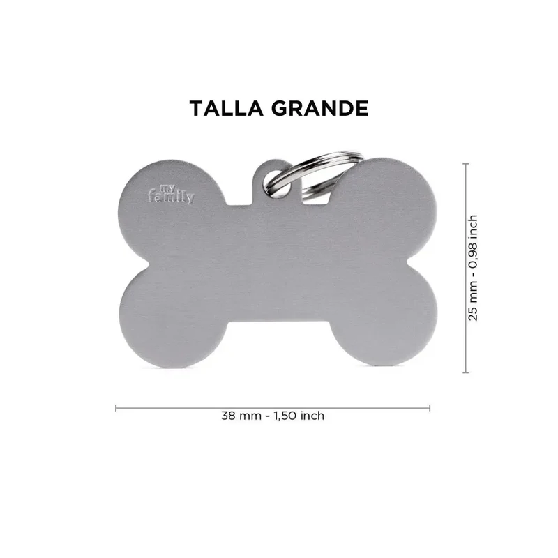 Placa Identificativa MyFamily Basic Hueso Aluminio gris