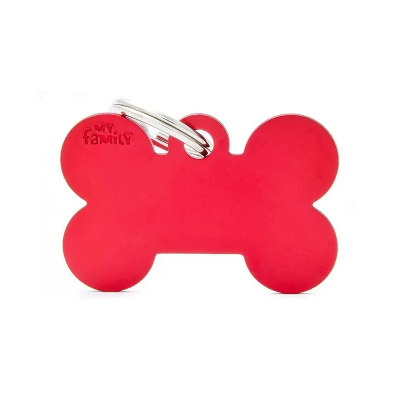 Placa Identificativa MyFamily Basic Hueso Aluminio rojo