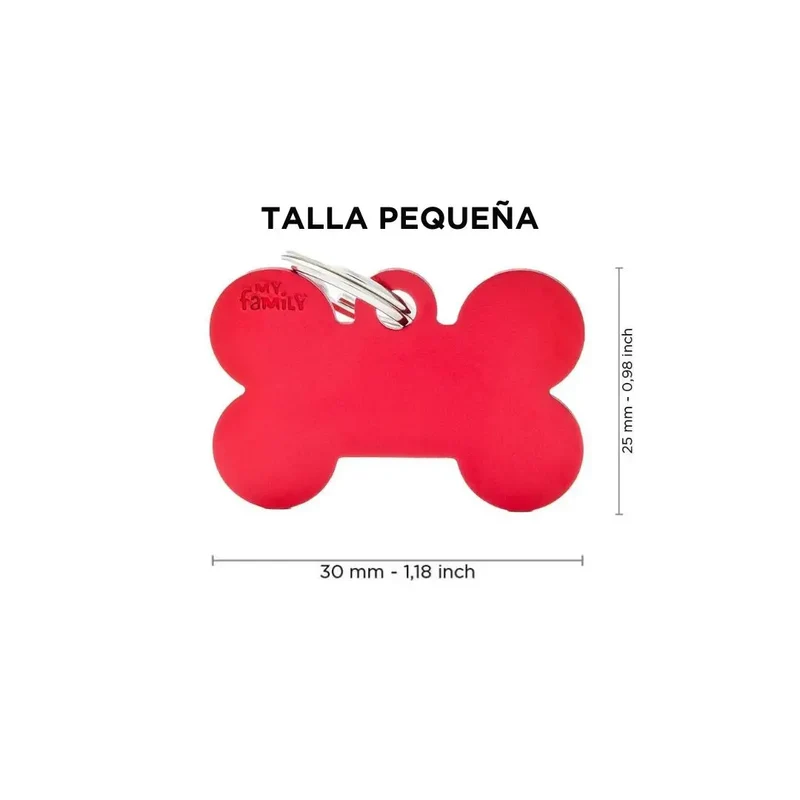 Placa Identificativa MyFamily Basic Hueso Aluminio rojo