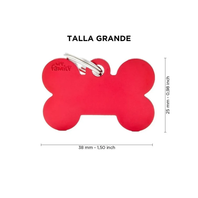 Placa Identificativa MyFamily Basic Hueso Aluminio rojo