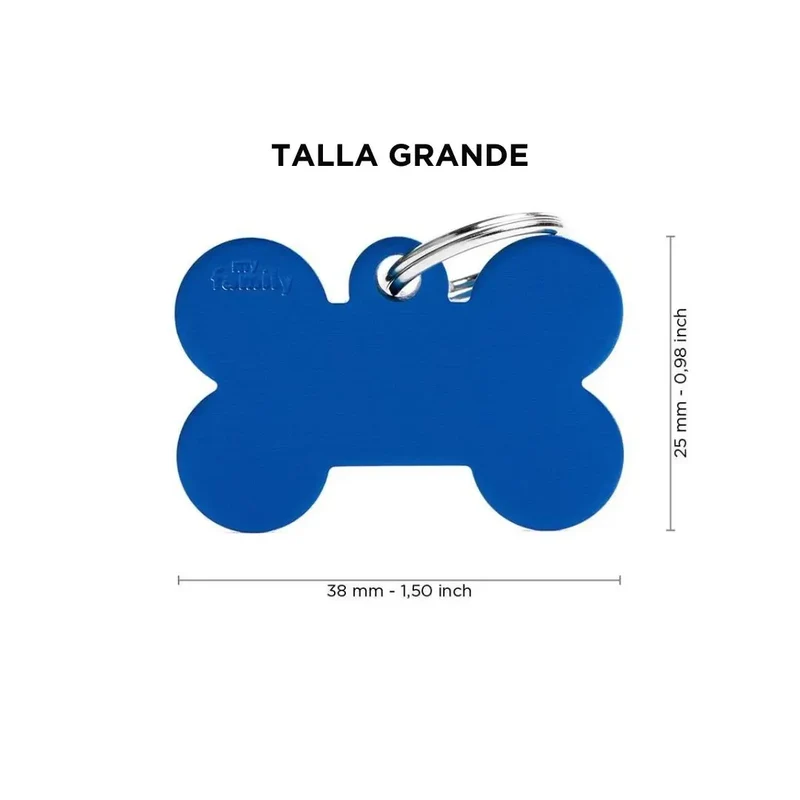 Placa Identificativa MyFamily Basic Hueso Aluminio azul oscuro
