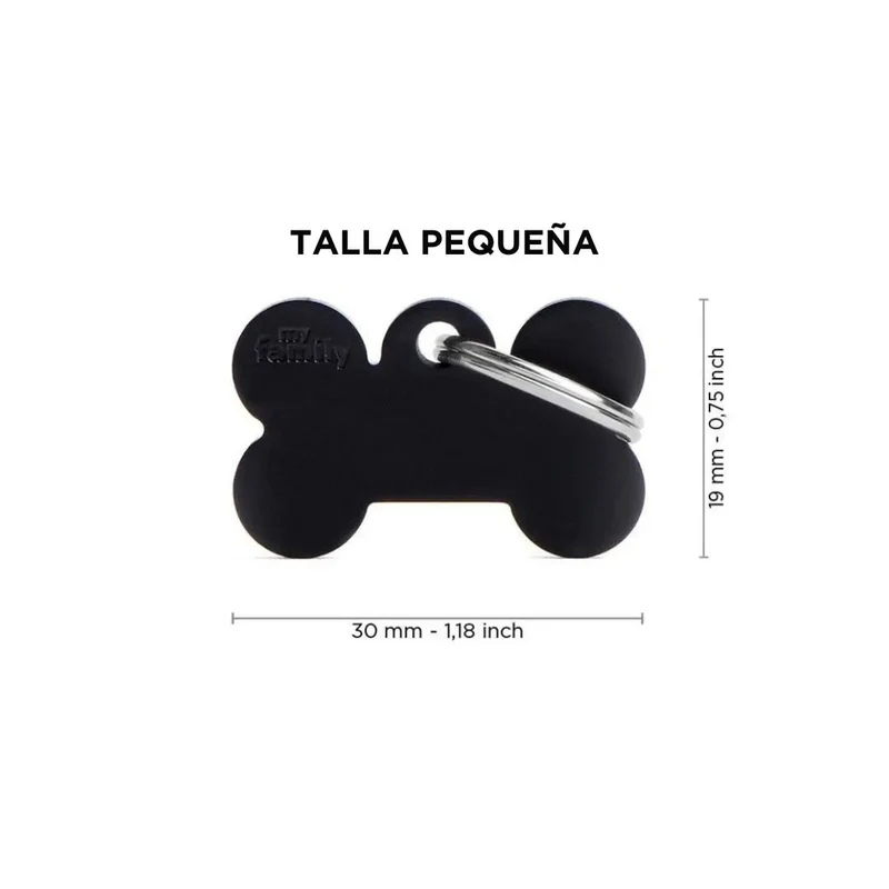 Placa Identificativa MyFamily Basic Hueso Aluminio negro